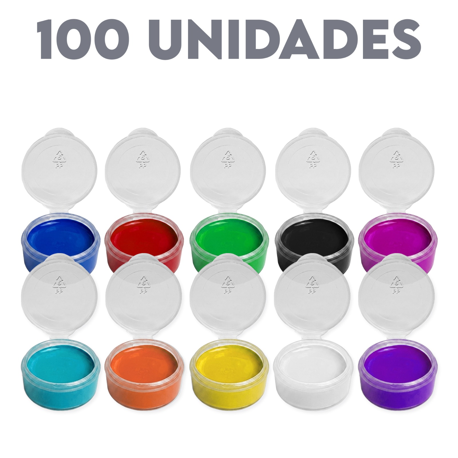 Pote Flip Top 3ml - Kit 100 Unidades com Tampa Articulada
